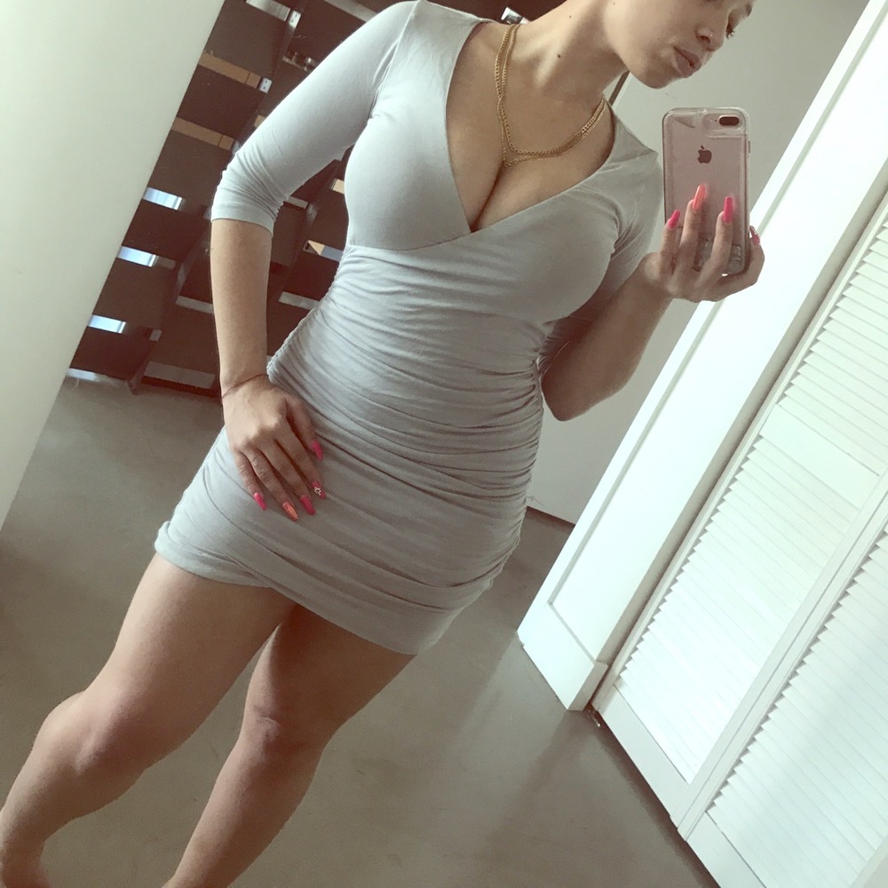 James Perse Standard Ruched Gray Dress